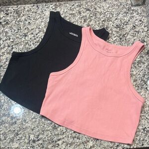 2 Piece Wild Fable Black and Pink Crop Tops